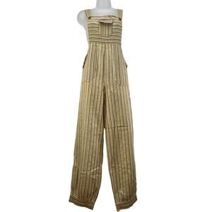 Handmade Cotton Stripe Jumpsuit Artesania Santillan Ecuador Yellow